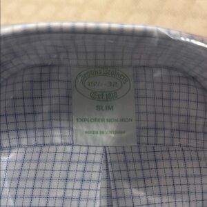 Brooks Brothers White and Blue Grid Dress Shirt
